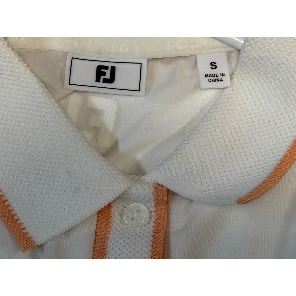 FootJoy Womens ProDry Cap Sleeve Golf Polo White Orange Trim 38903 Small NWT - Picture 6 of 8